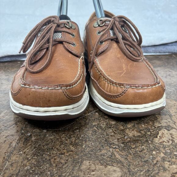 Sebago Brown Leather Boat Shoes Lace Up Comfort Deck Loafers Mens 8.5 WW main image 5